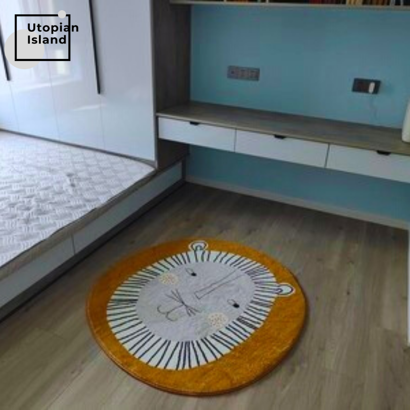 Area Round Rug Tiger Portraits