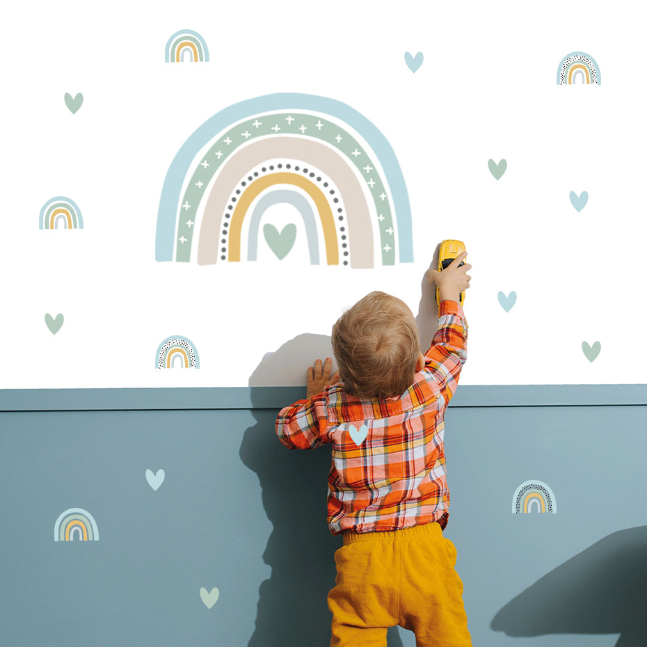 Boho Rainbow Hearts Wall Decals