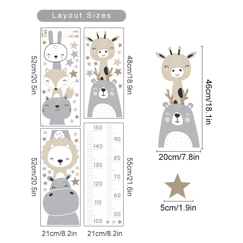 Cartoon Wall Decals Forest Animals