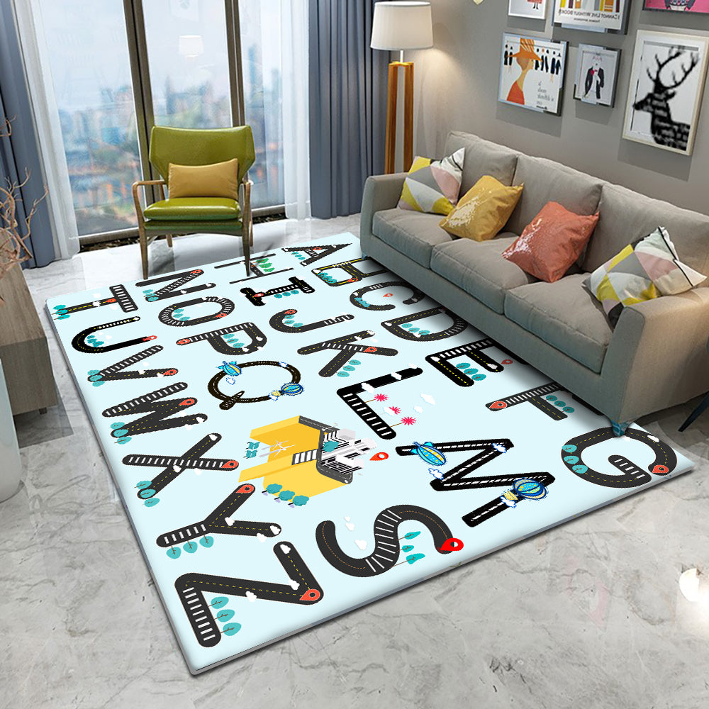 Cartoon Style Alphabet Rectangle Area Rug