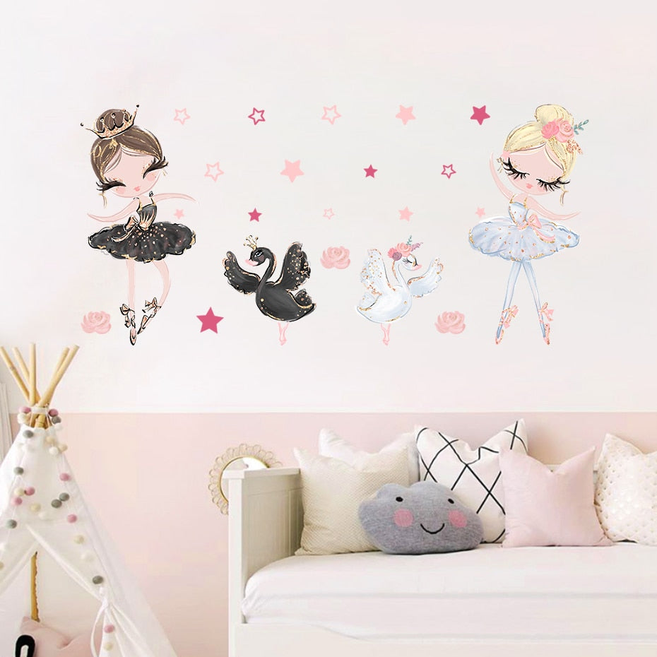 Nursery Wall Decals Swan Girls