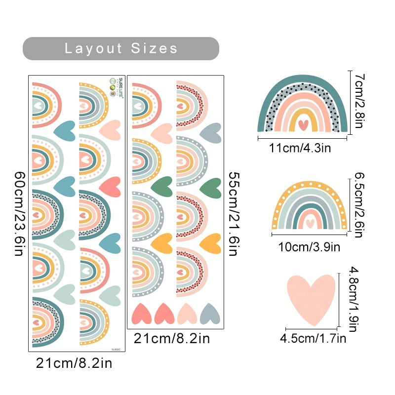 Cartoon Wall Decals Rainbow Patterns