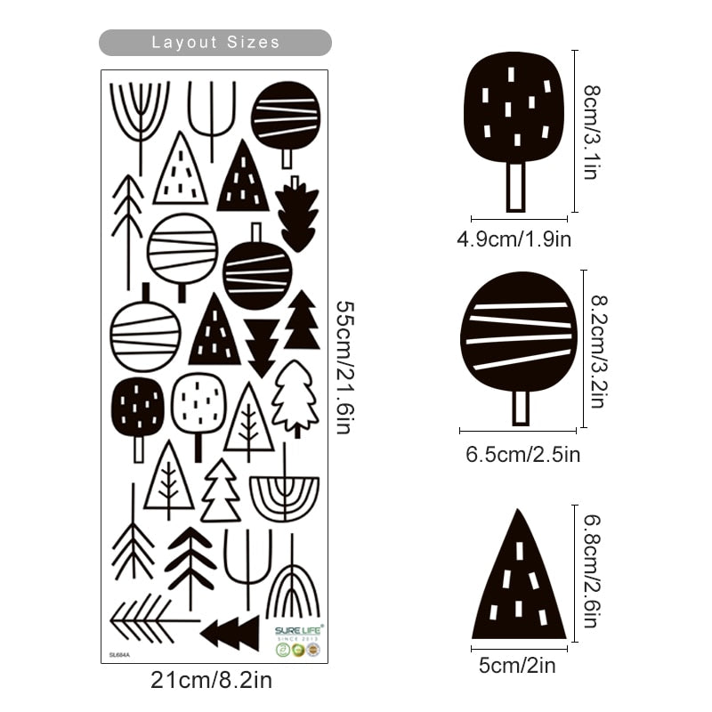 Nordic Woodland Trees Wall Decals