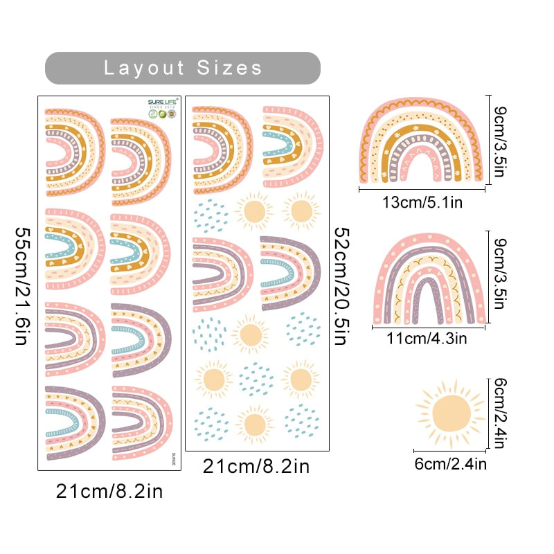 Cartoon Wall Decals Rainbow Patterns