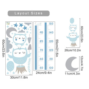 Height Chart Wall Decals Owl Moon Clouds