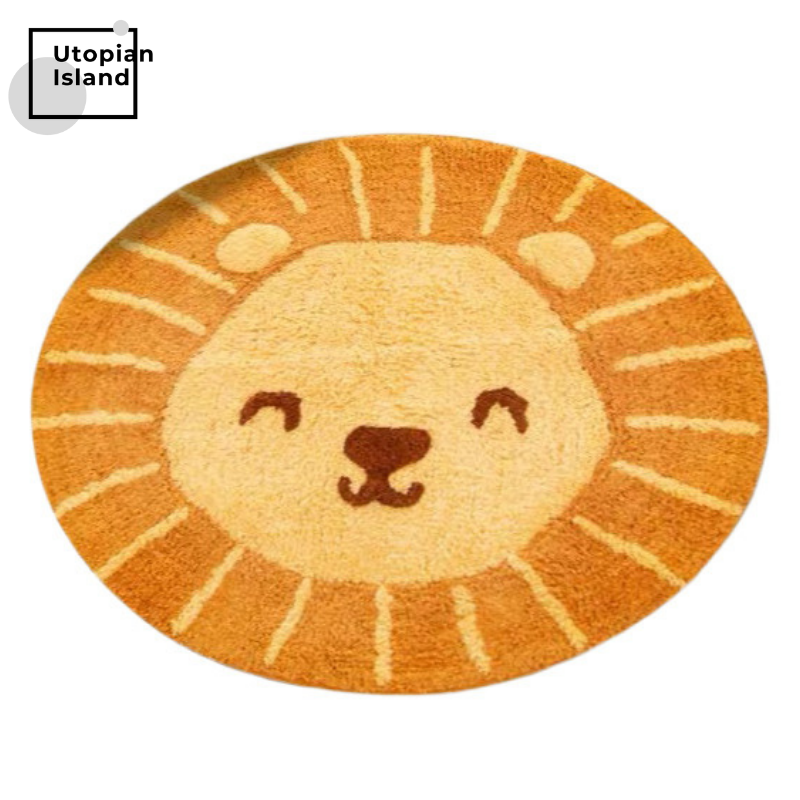 Area Round Rug Tiger Portraits