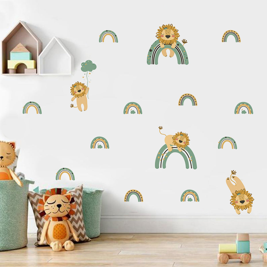 Cartoon Lion Rainbow Wall Decals
