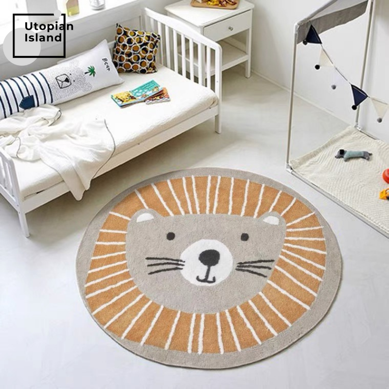 Area Round Rug Tiger Portraits