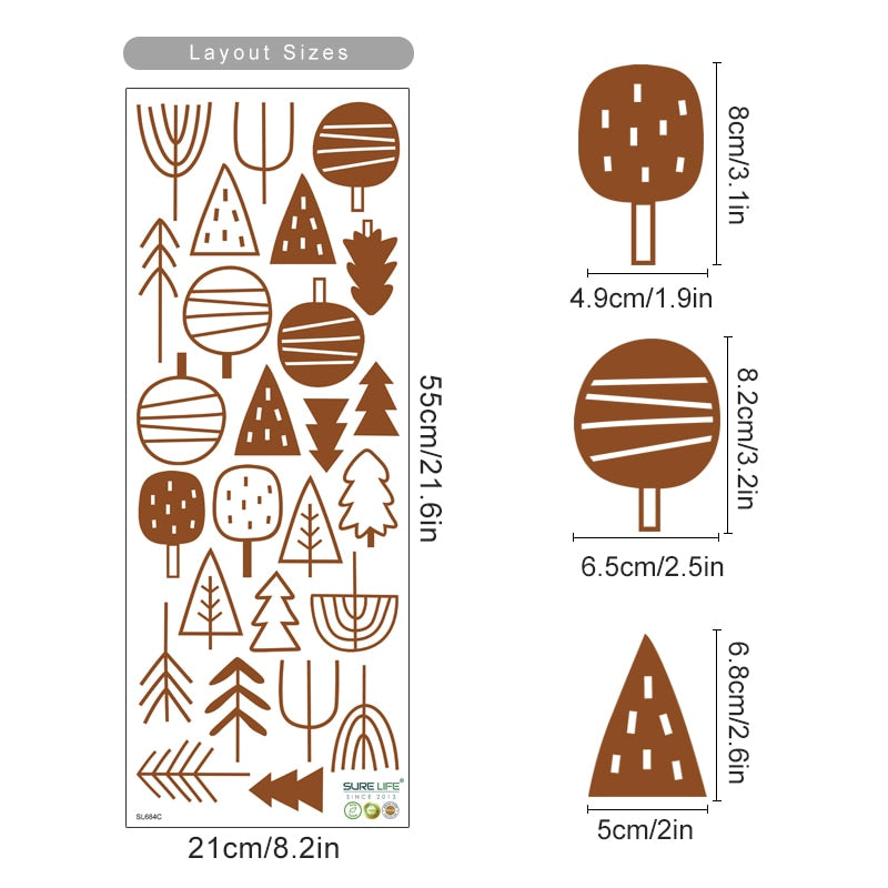 Nordic Woodland Trees Wall Decals
