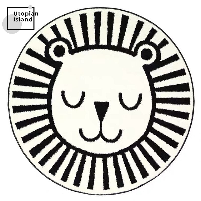 Area Round Rug Tiger Portraits