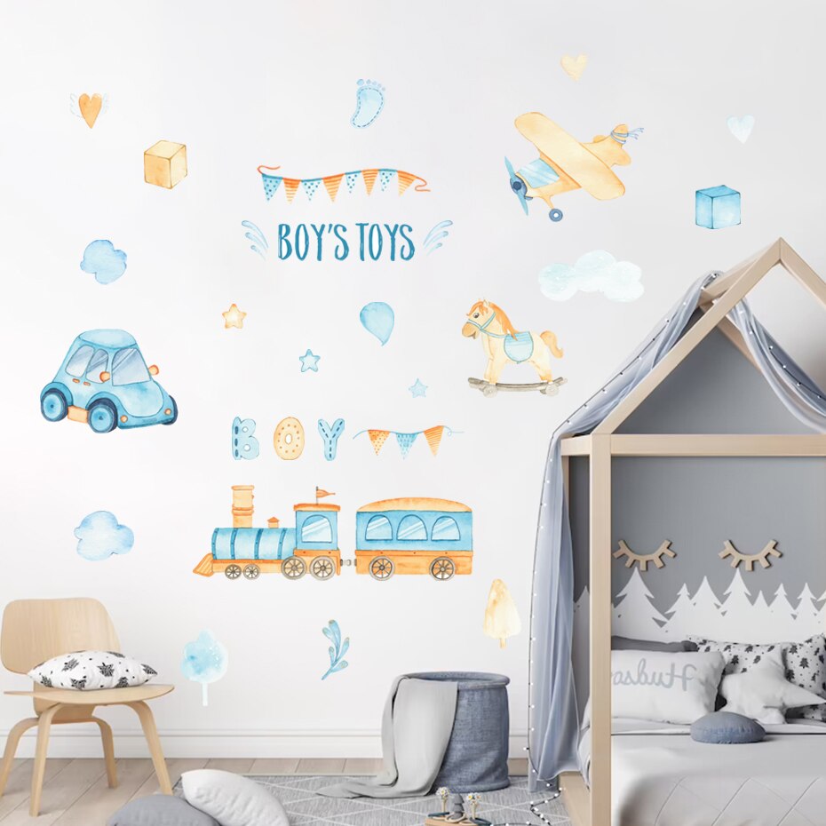 Cartoon Wall Decals Vehicles Boys Toys