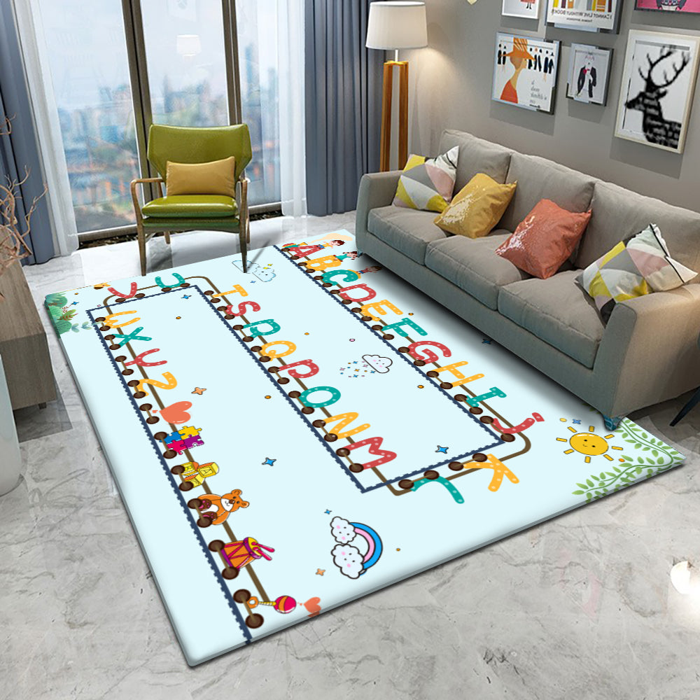 Cartoon Style Alphabet Rectangle Area Rug