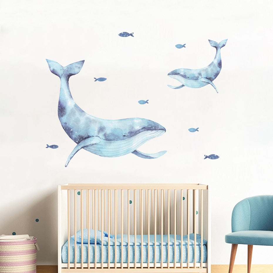 Nursery Wall Decal Underwater Blue Whale