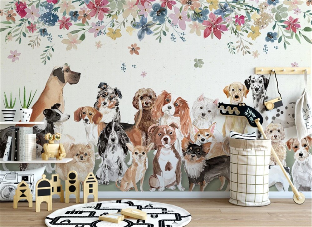 Cute Group of Puppies Wallpaper Mural