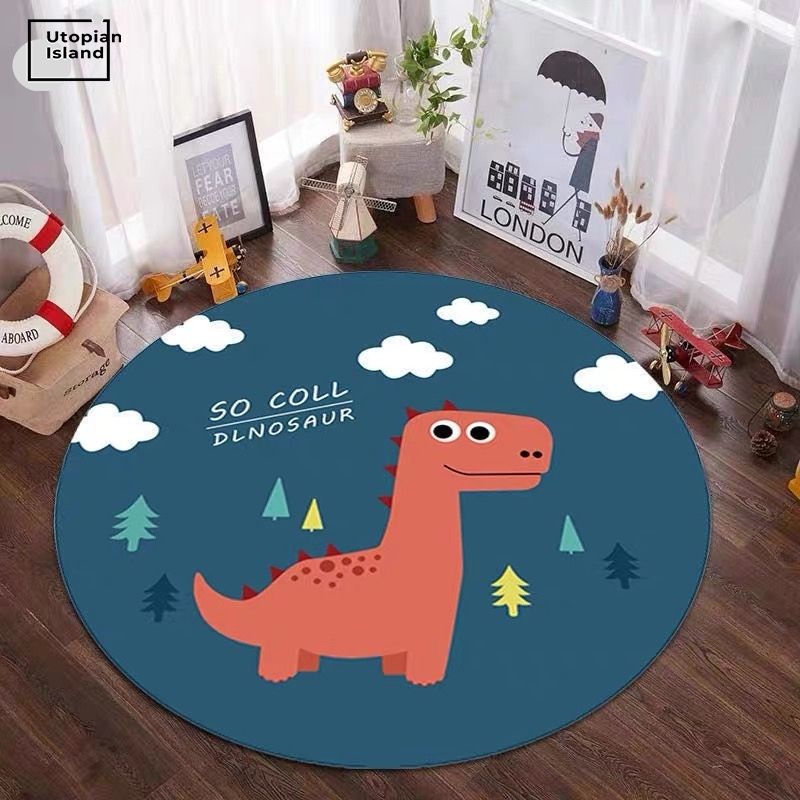 Round Rug Cute Animal Portraits