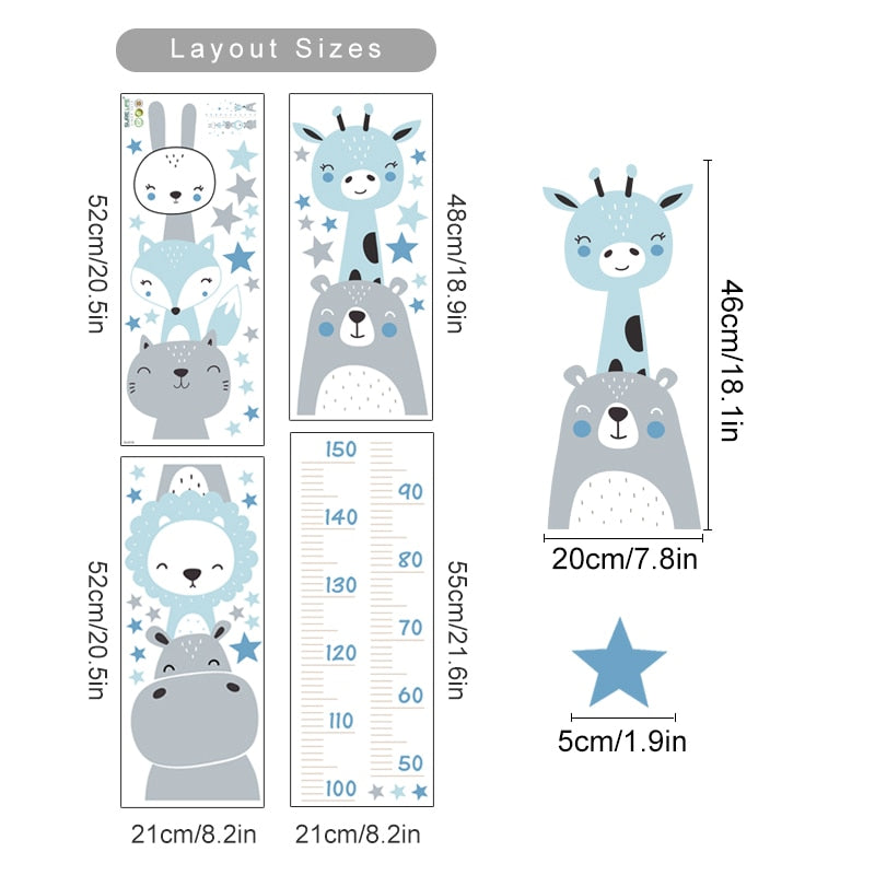 Cartoon Height Measurement Dinosaur Wall Decals