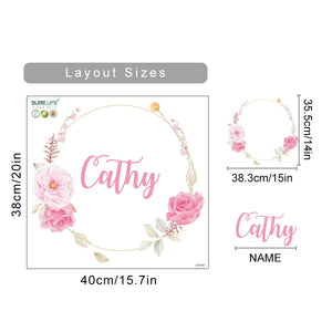 Custom Name Peony Flowers Wall Decals