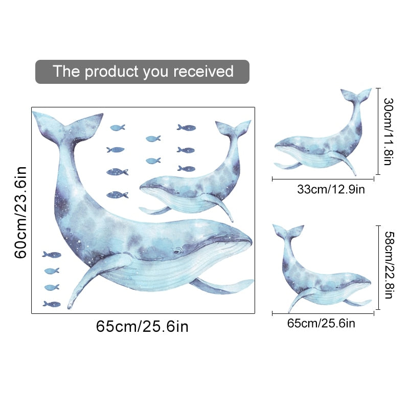 Nursery Wall Decal Underwater Blue Whale