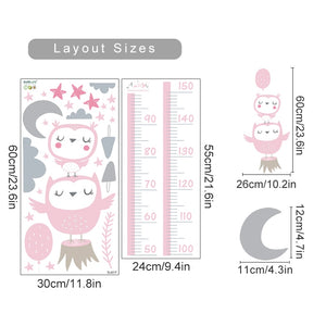 Height Chart Wall Decals Owl Moon Clouds