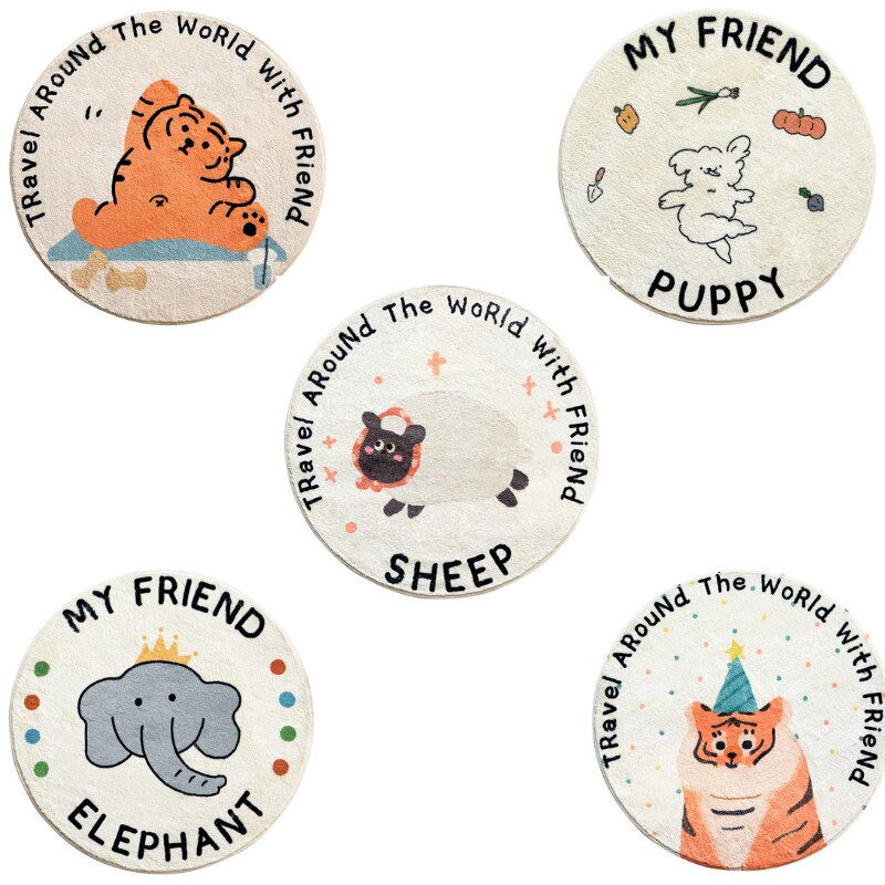 Area Round Rug Animal Friends