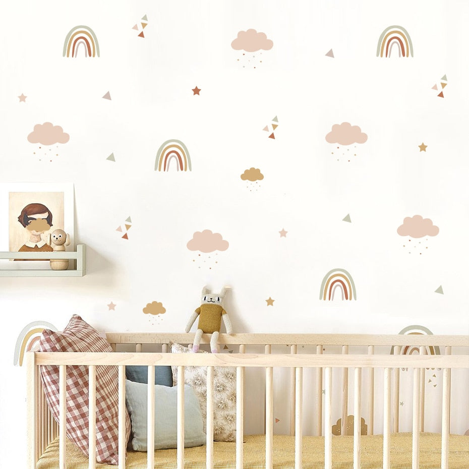 Boho Polka Dots Rainbows Wall Decal
