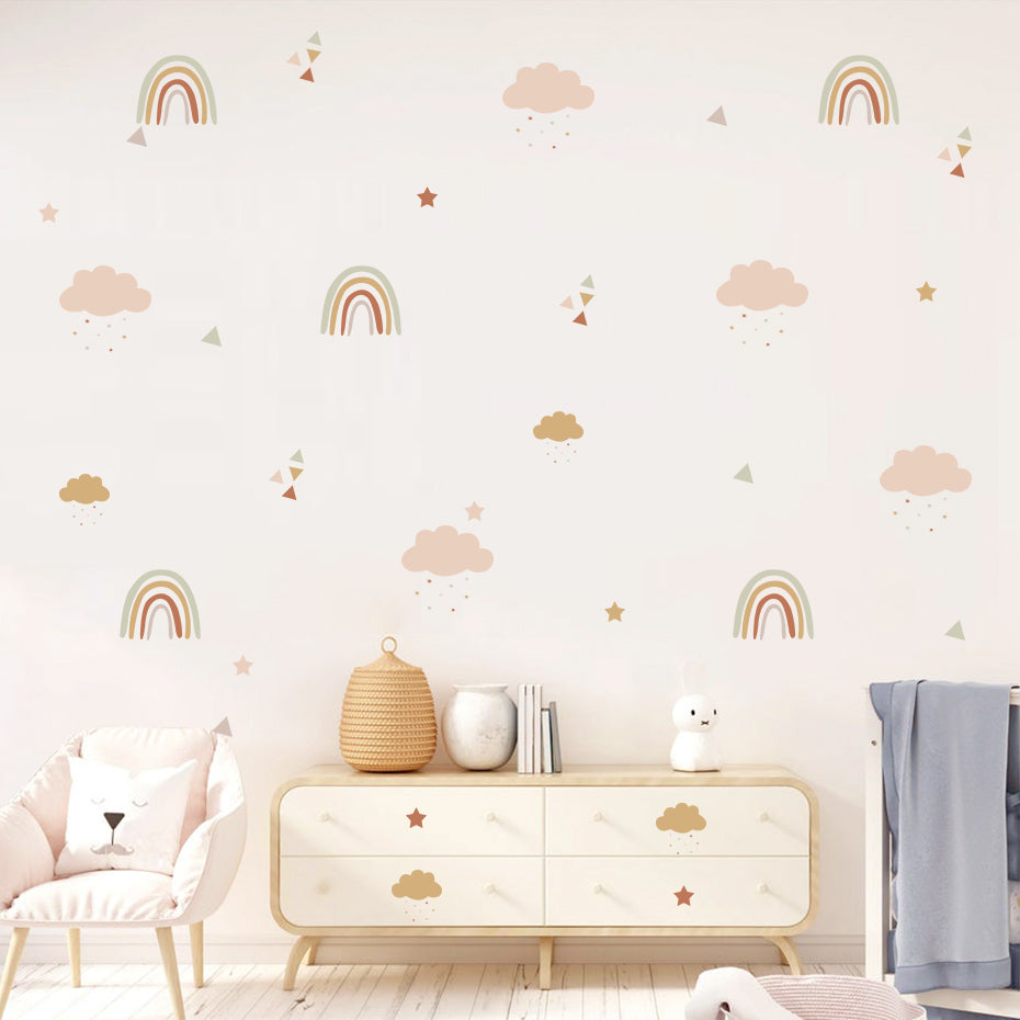 Boho Polka Dots Rainbows Wall Decal