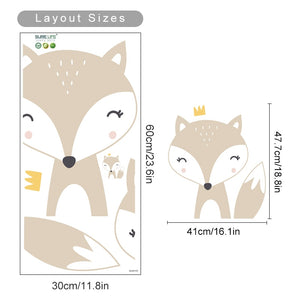 Cartoon Wall Decals Cute Deer Fox Polka Dots