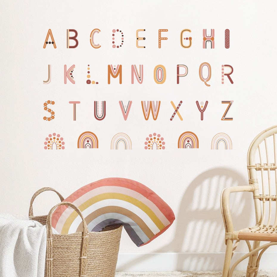 Nursery Wall Decals Colorful Alphabet Letter Rainbows