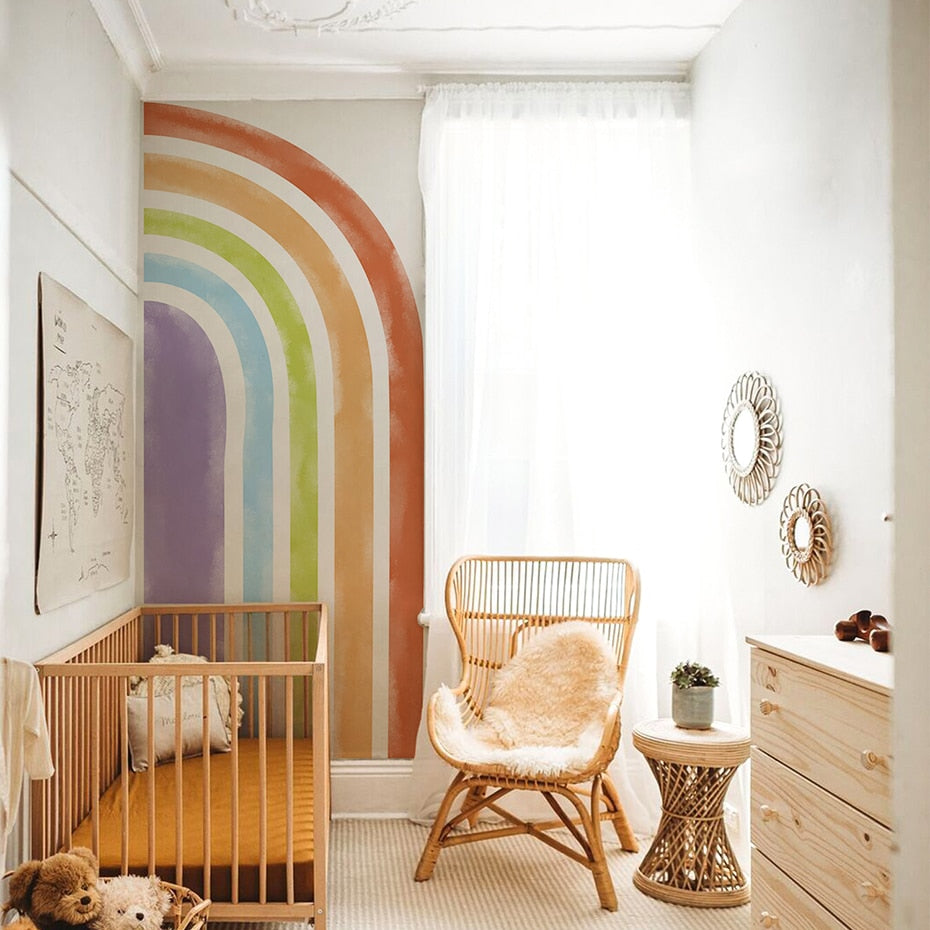 Boho Wall Decal Large Rainbow Watercolor