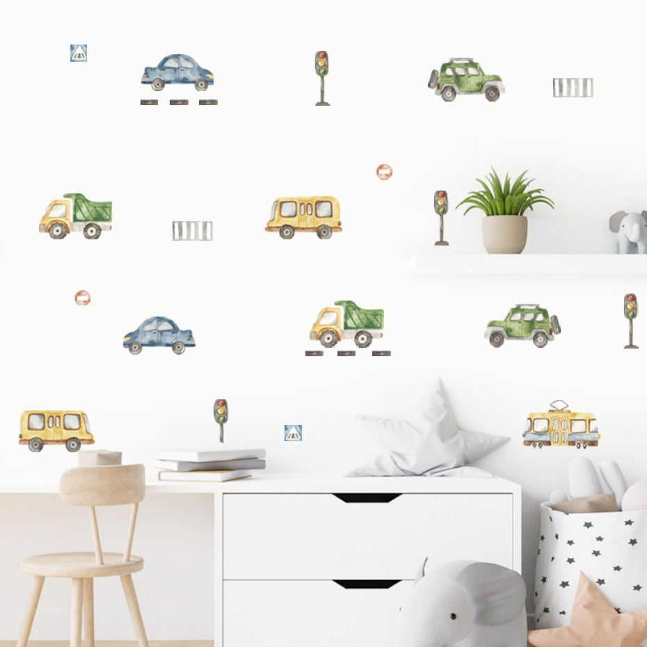 Cartoon Wall Decals Cute Urban Transport