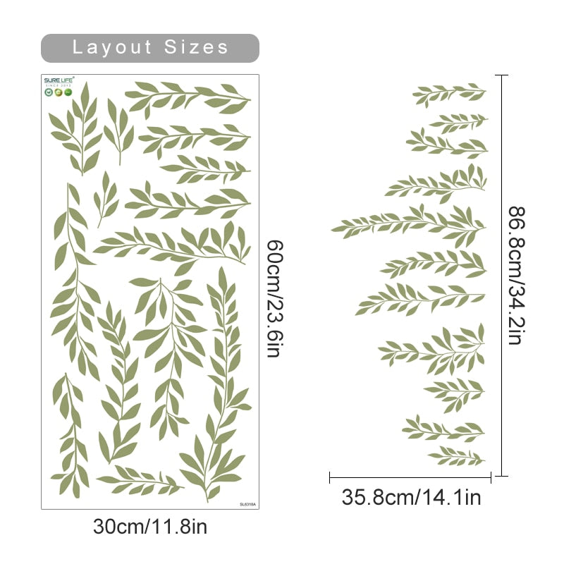 Cartoon Wall Decals Giraffe Green Leaves