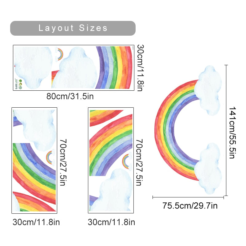 Nursery Wall Decal Large Colorful Rainbow