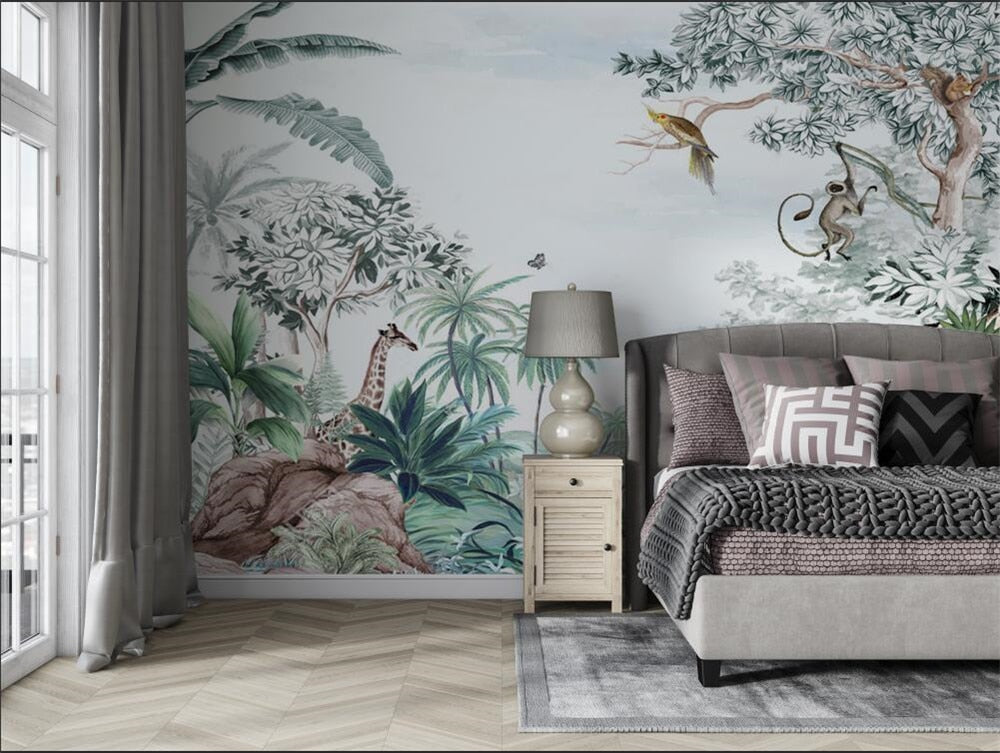 Tropical Plants View and Animals Wallpaper Mural