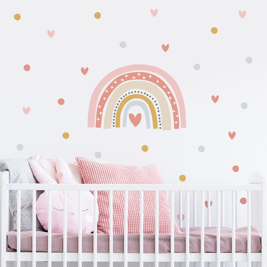 Boho Rainbow Hearts Wall Decals