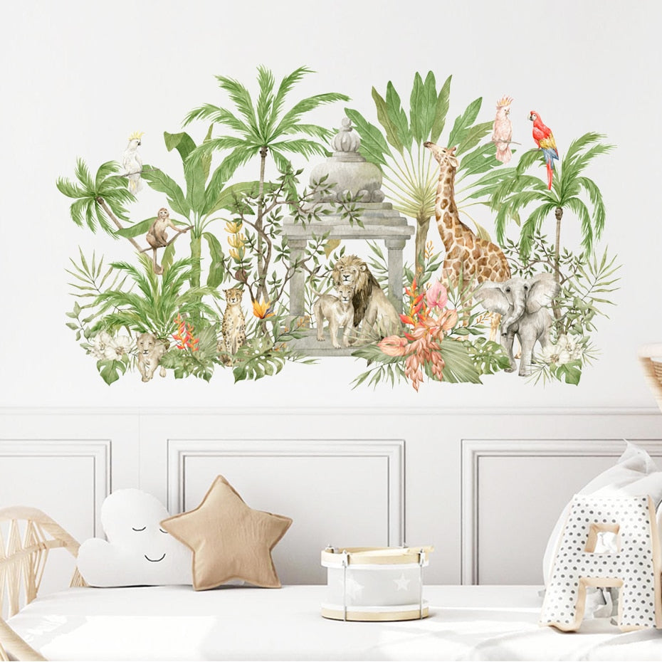 Nursery Wall Decal African Animals in Trees