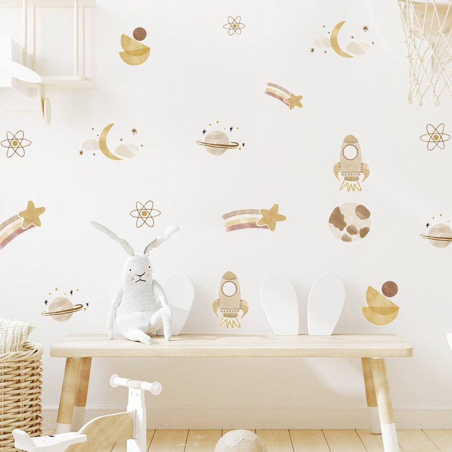 Boho Wall Decals Space Moon Sun Rainbow
