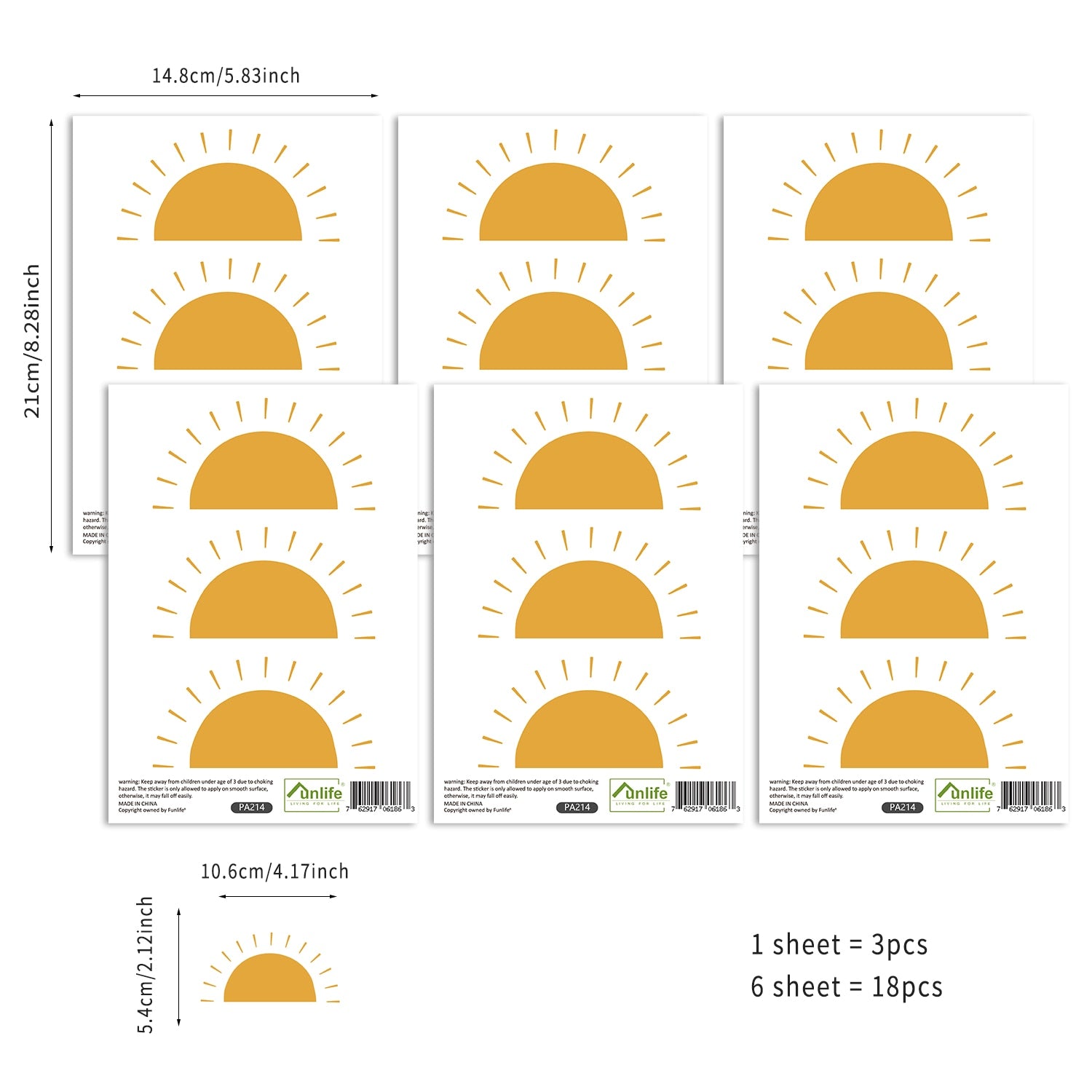 Pattern Wall Decals Orange Half Suns