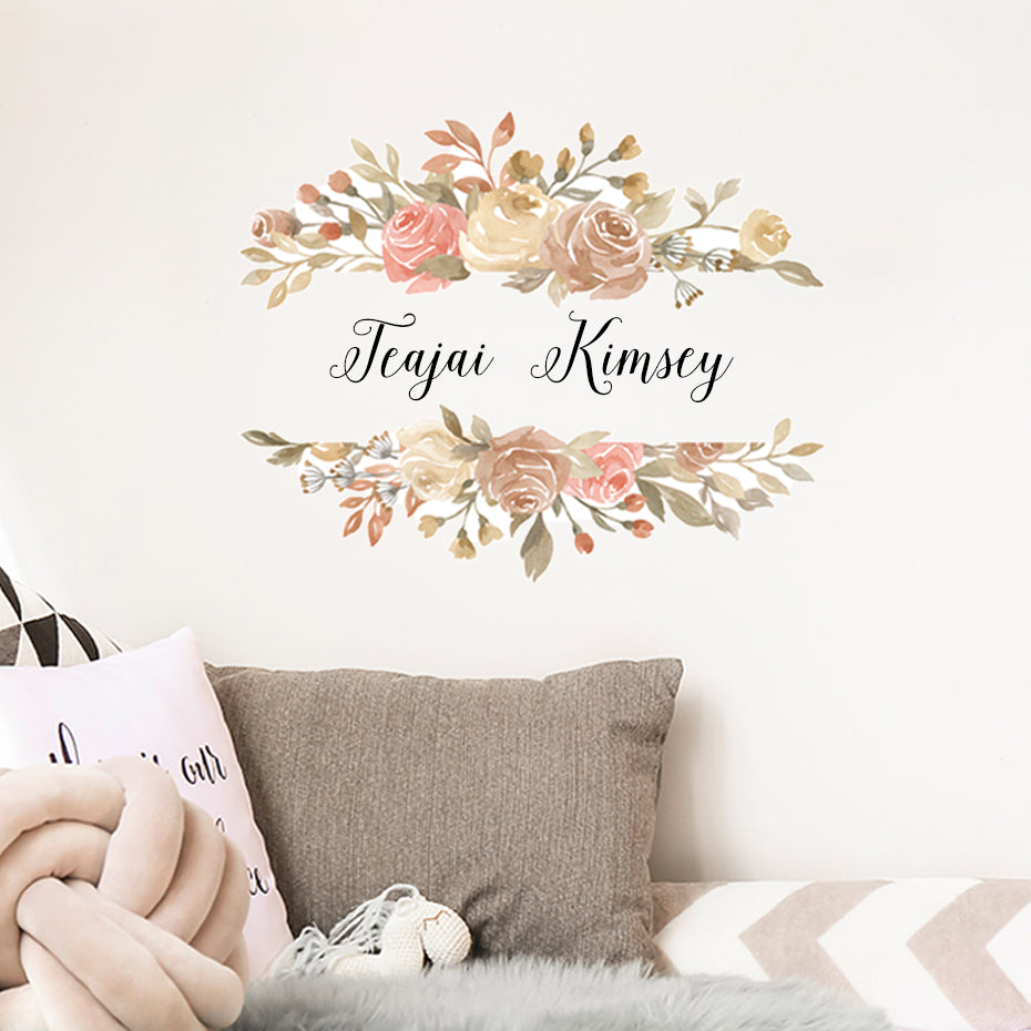 Floral Wreath Roses Wall Decals