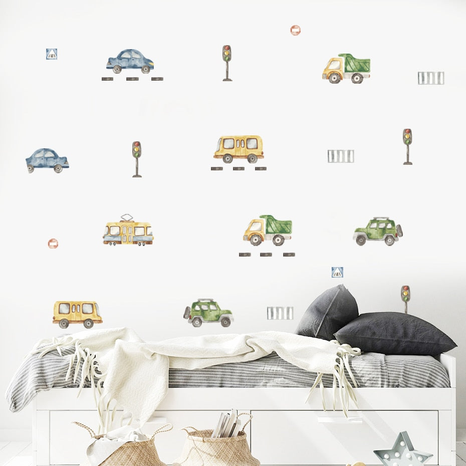Cartoon Wall Decals Cute Urban Transport