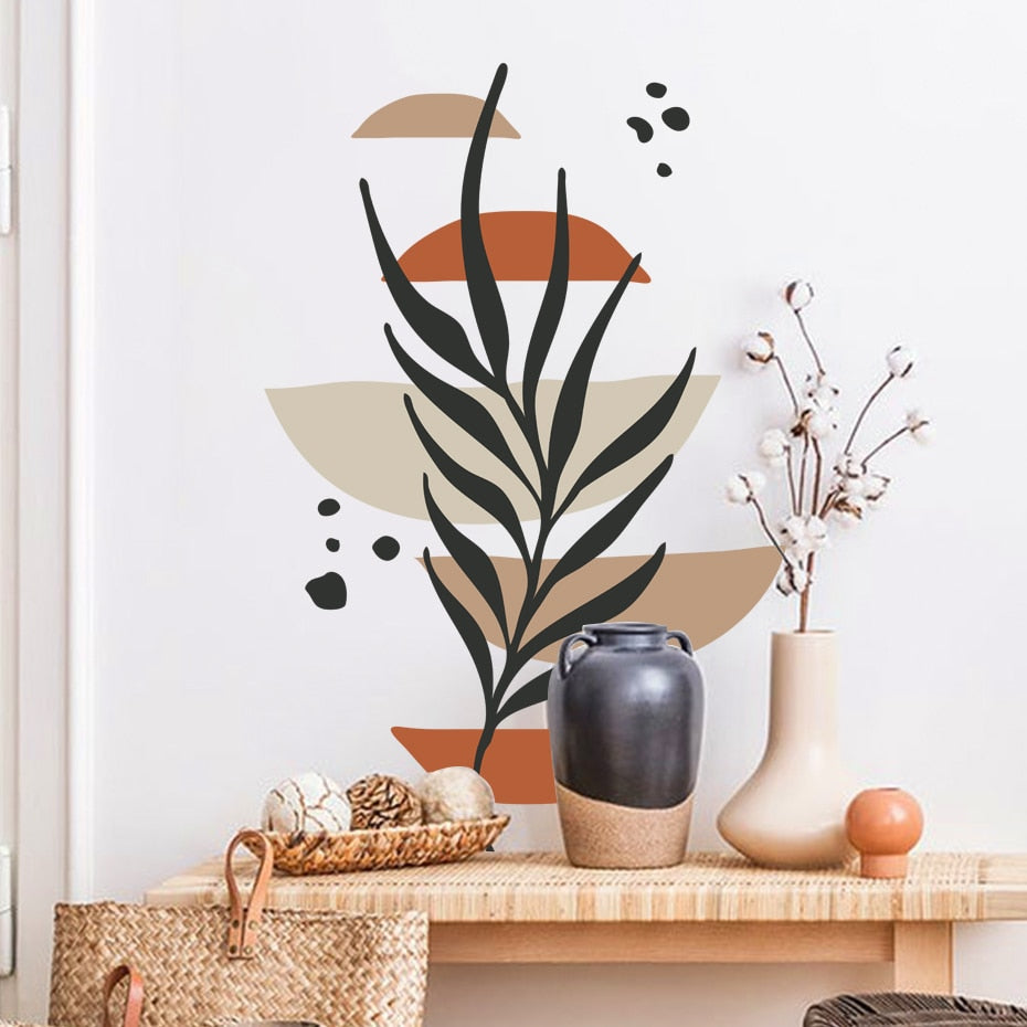 Boho Wall Decal Sun Leaf Botanical Abstract