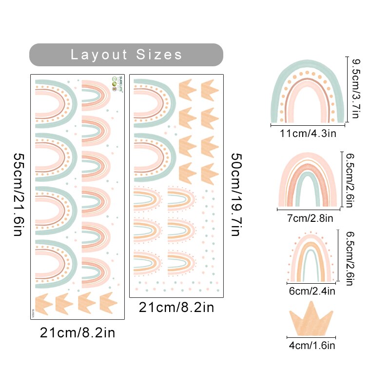 Bohomian Wall Decals Rainbow Patterns