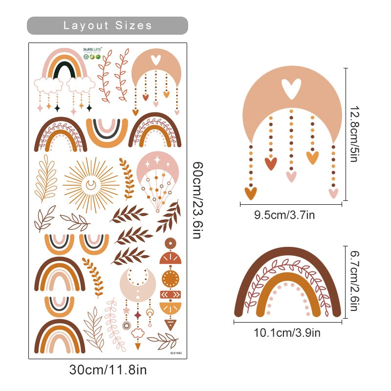Boho Wall Decals Beautiful Rainbows and Designs