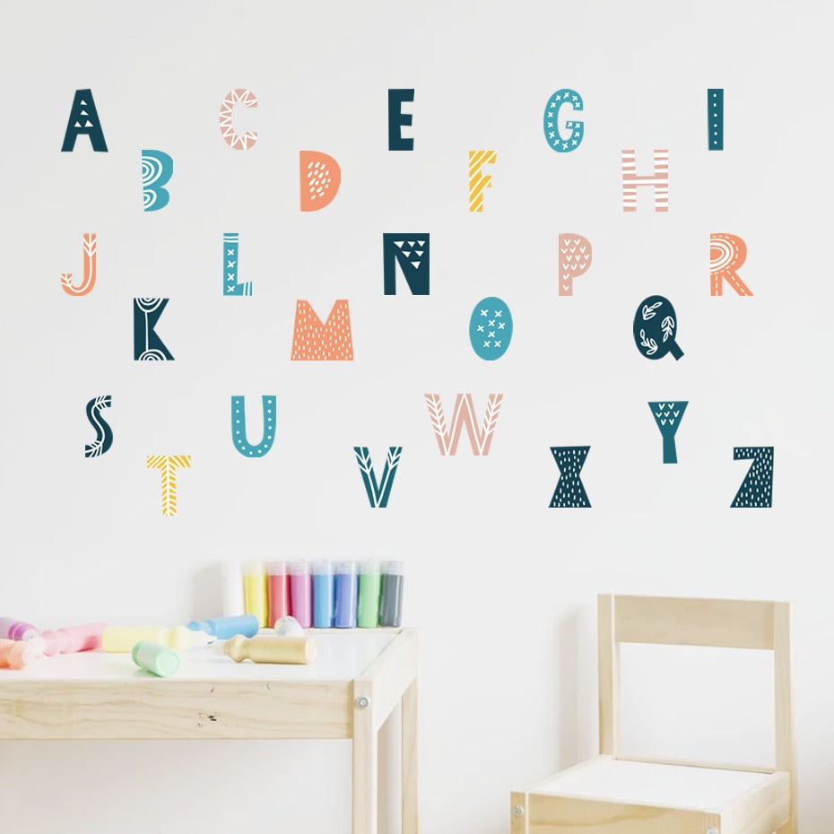 Nursery Wall Decals Colorful Alphabet Letter Rainbows