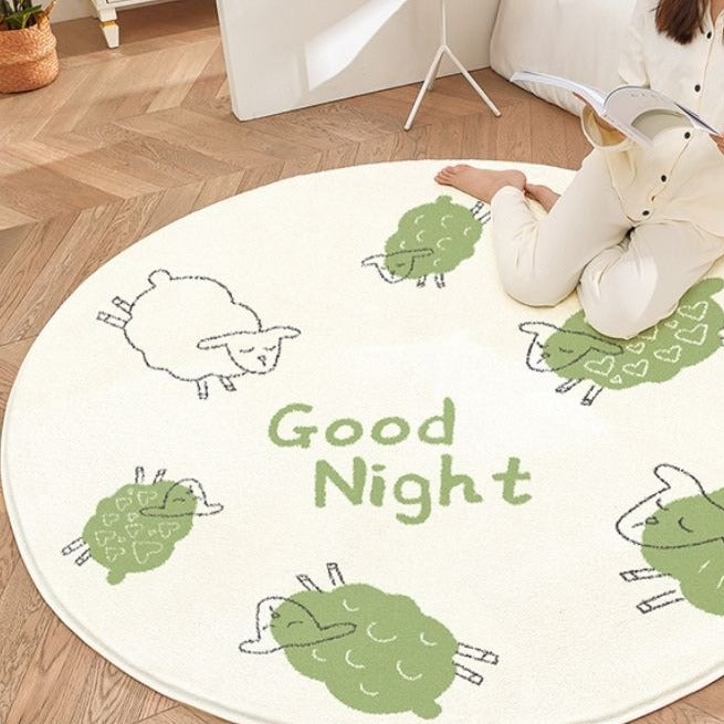 Nursery Area Round Rug Good Night