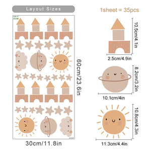 Cartoon Wall Decals Cute Rainbow Sun