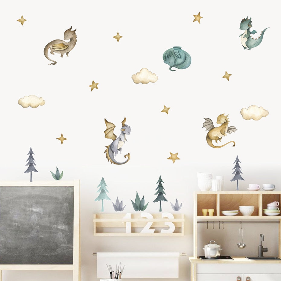 Cartoon Wall Decals Dragon Animals