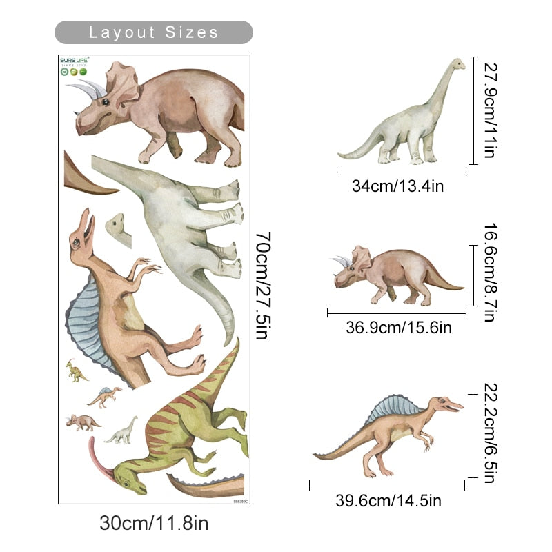 Cartoon Wall Decals Dinosaurs Volcanic Eruption
