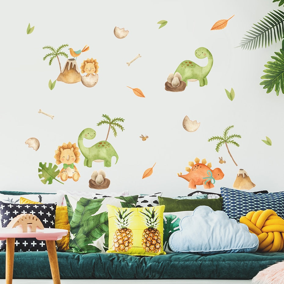 Cartoon Wall Decals Cute Baby Dinosaurs