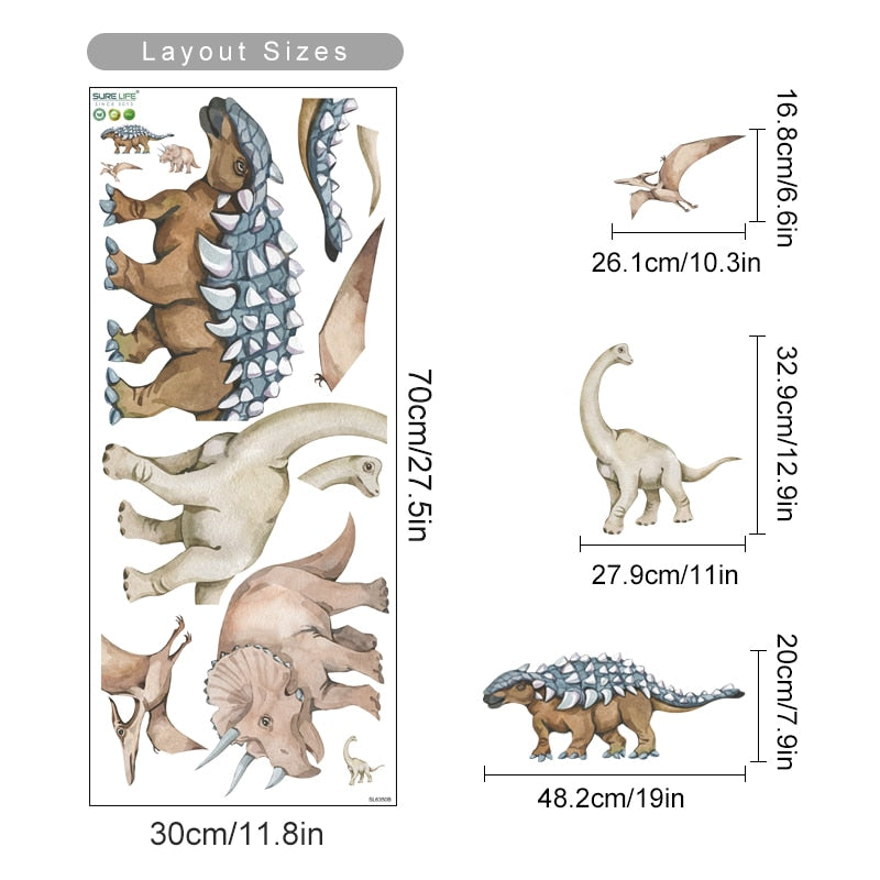 Cartoon Wall Decals Dinosaurs Volcanic Eruption