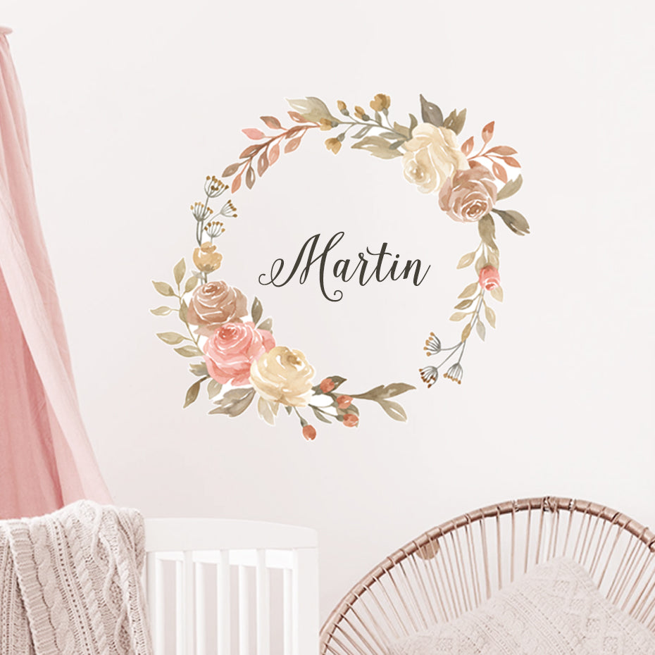 Floral Wreath Roses Wall Decals